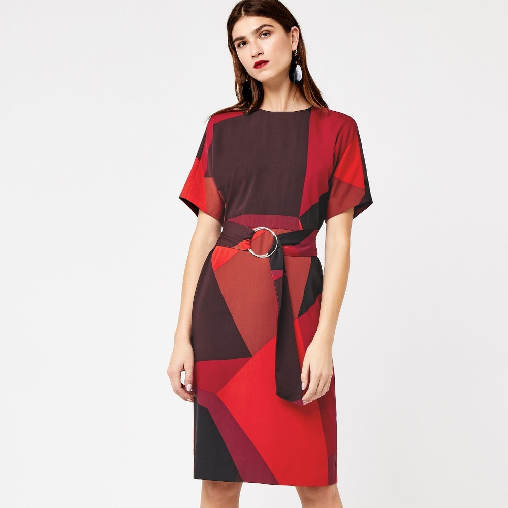 Warehouse London Geo Print Wiggle Dress